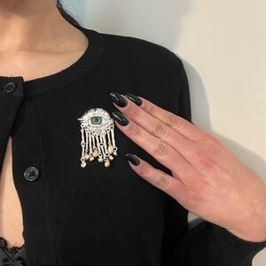 Halloween Eyeball Brooch Lapel Pin. Dark Elegance. Romantic Goth. Fairytale.